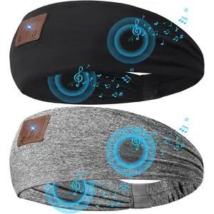 2-Pack Sleeping Headphones  5.4 Headband, Headband Headphones with Ultra-Thin Speakers, Headphones Headband for Side Sleepers, Running, Insomniac, Travel, Meditation(Black&Grey)
