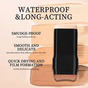 2-In-1 Dual-Ended Foundation Stick, Long-Lasting & Waterproof Concealer, Full Coverage Matte Finish, Korean Foundation Contour Sticks with Brush