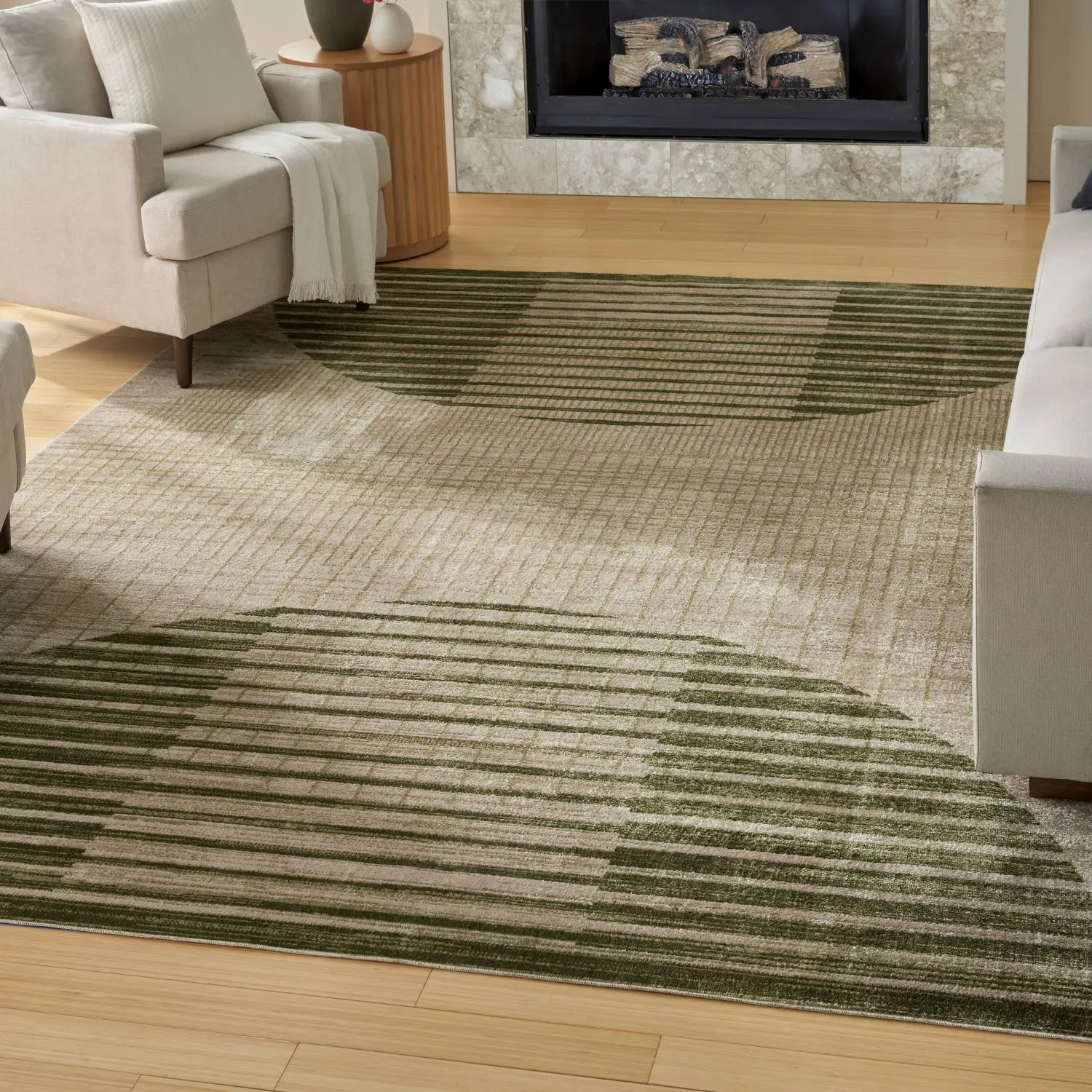 Nourison Astra Machine Washable Mid-Century Modern Semi Circles Indoor Flatweave Rug - Abstract Styled, Modern Minimalist, Geometric Graphic Circle Rug with Shimmer Finish, Abstract Styled Rug