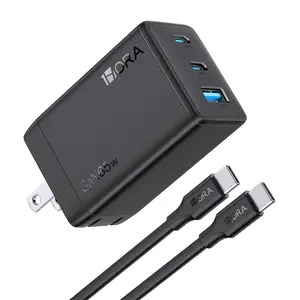 65W GaN Fast Charger GAR322 with 3 Ports – USB-C PD Fast Charging Block for iPhone, Android & MacBook