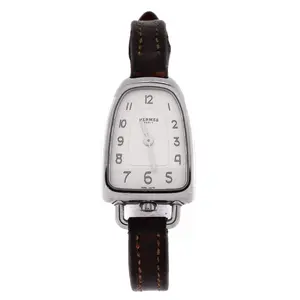 Pre-owned Hermes Galop d'Hermes Quartz Watch Stainless Steel and Leather 26 by Rebag