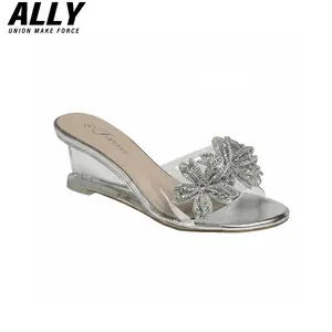 ALLY Women's Rhinestone Mules | Mesh Pointed Toe Kitten Heel Slip-Ons | Elegant Sheer Dress Shoes for Daily, Work & Date Night