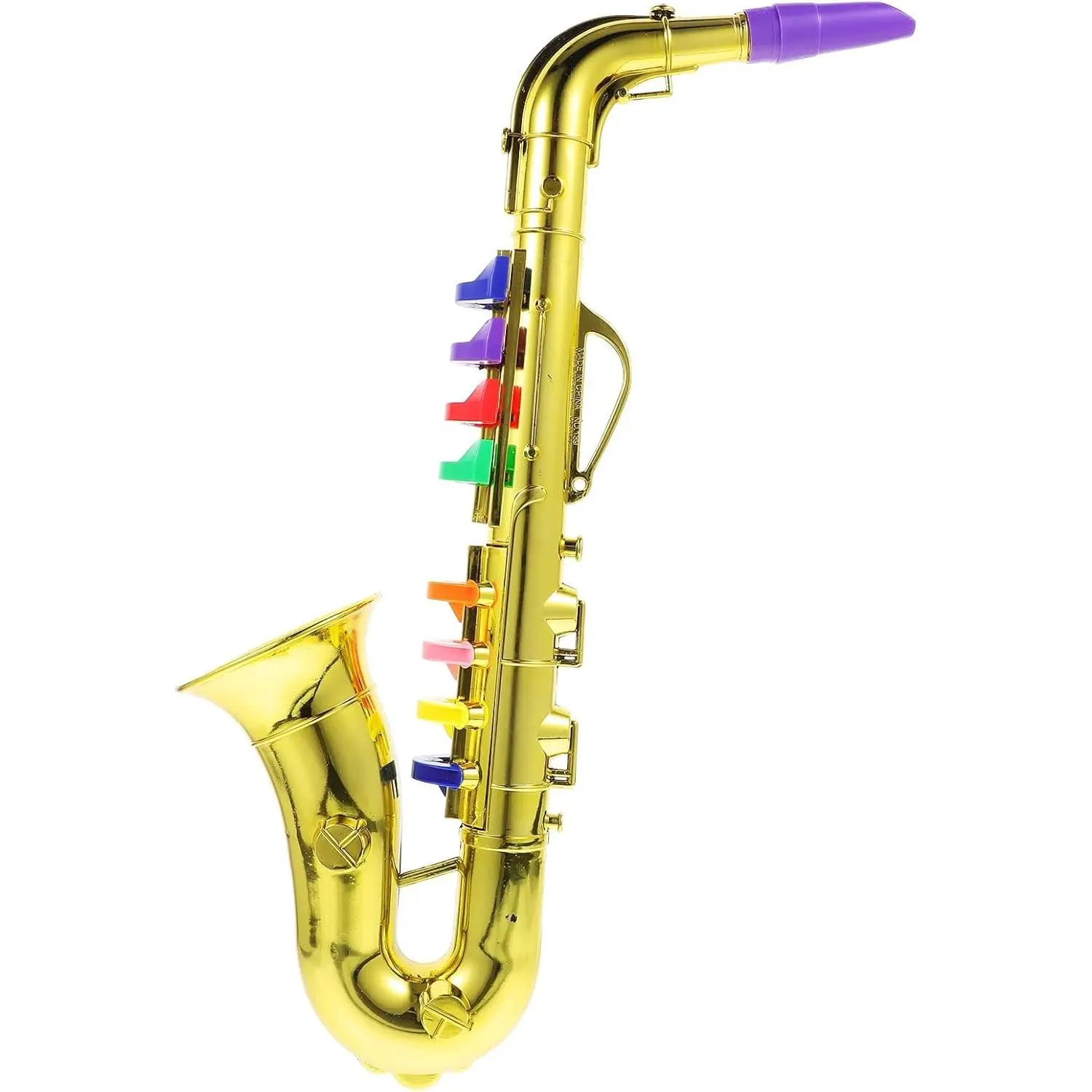 Kids 8 Rhythms Metallic Golden Plastic Saxophone Toy, Musical Wind Instrument Early Educational Toy for Kids, Performance Prop
