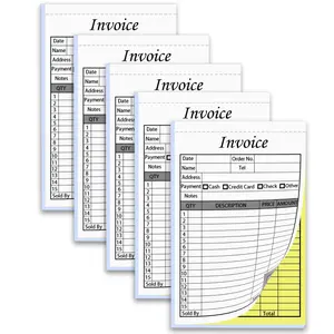 250 Sets Invoice Receipt Book for Small Business, 5.5 x 8.3 in Receipt Book with Carbon Copies - White/Yellow5