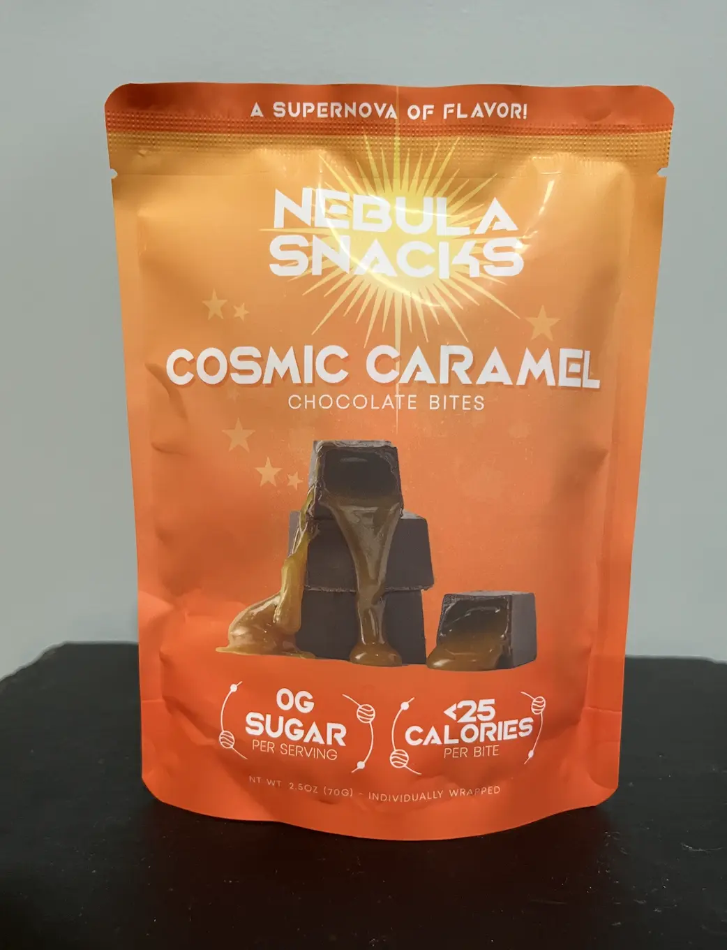 Nebula Cosmic Cocoa Dark Chocolate Bites - Caramel-Filled, Sunflower-Infused Sweet Snacks, 2.2oz, 12-Month Shelf Life, US Market