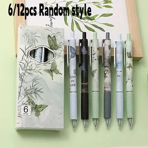 6/12pcs Butterfly Click Pens with Unique Butterfly Motifs Randomly, 0.5mm Lead, Quick-Dry Exam Writing Pen, High Aesthetic Ink, New Condition