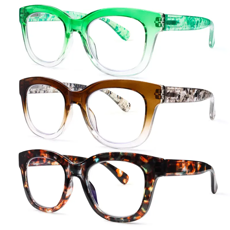 ZOECENT 3 Pack Reading Glasses for Women: Fashionable Blue Light Blocking Round Frames with Spring Hinges