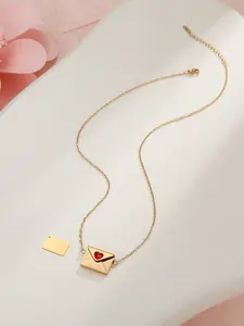 Envelope Love Letter Necklace, 18k Gold Plated Heart Pendant, Personalized Jewelry Gift for Mom Girlfriend Women