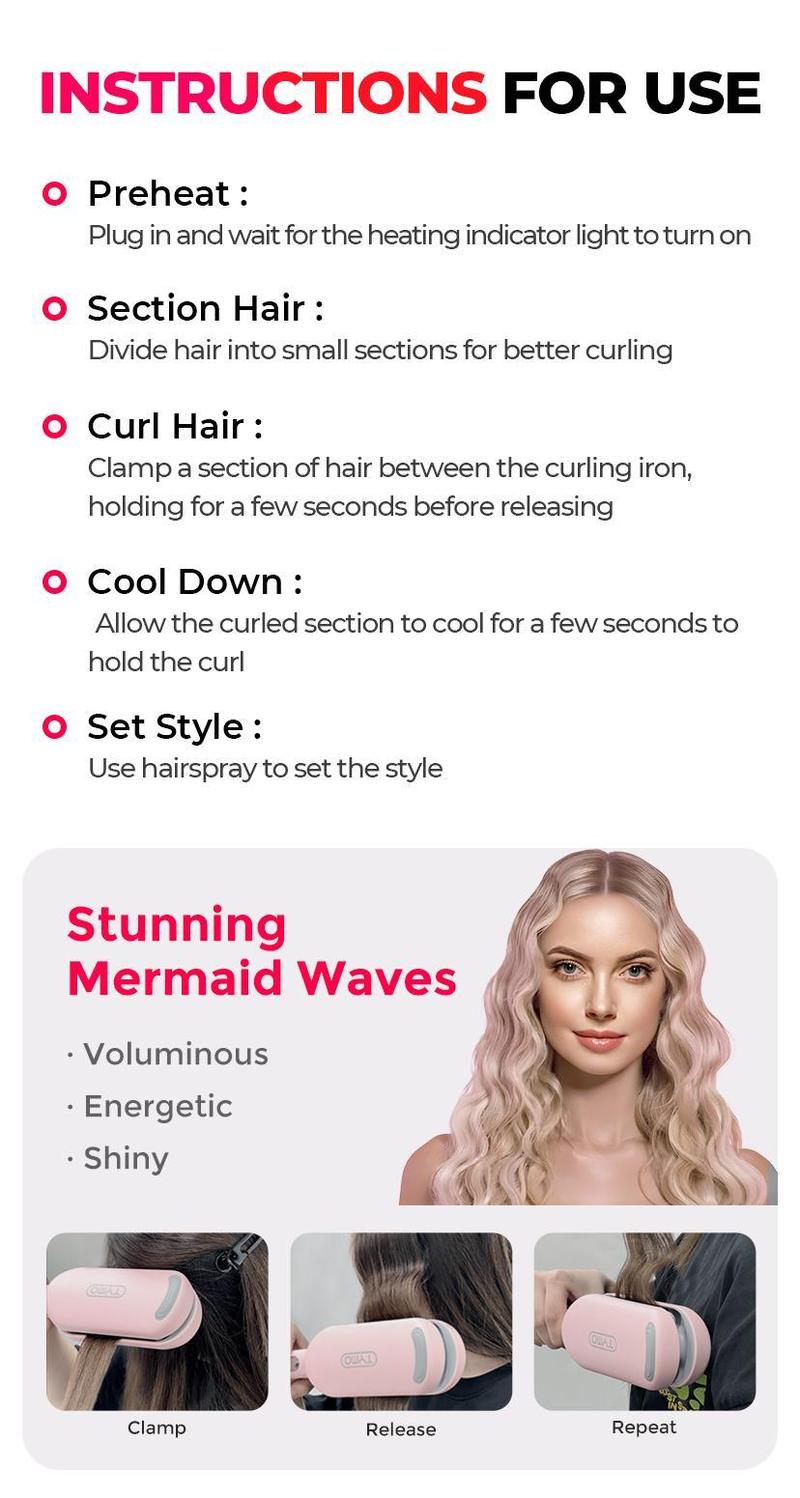 TYMO ROVY Beach Waves Curling Wand, Ionic Deep Waver Hair Curler Tool With Ceramic 3 Barrel For Women, Dual Voltage, Anti-Scald, Easy To Use Crimper Iron Hair Crimper Bed Head Waver Comfort, Hollywood Waves,Styling Kit,Negative Ion TYMO ROVY Beach Waves Curling Wand, Ionic Deep Waver Hair Curler Tool With Ceramic 3 Barrel For Women, Dual Voltage, Anti-Scald, Easy To Use Crimper Iron Hair Crimper Bed Head Waver Comfort, Hollywood Waves,Styling Kit,Negative Ion