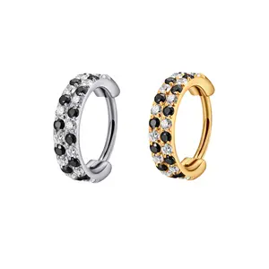 New 2025 Titanium Double Row Micro Gem Hinged Nose Hoop Jewelry Band