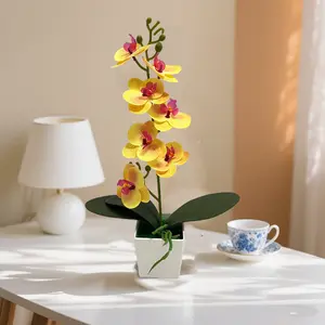 7 Artificial Phalaenopsis Orchids In A Pot, Realistic Fake Orchids, Suitable For Bathroom And Living Room Decoration, Desktop Ornaments, Home And Office Centerpiece