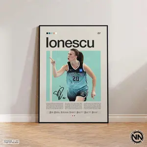 Sabrina Ionescu Poster, Sports Poster, Mid Century Modern, Fans collection, Basketball Gift, Sports Bedroom Posters