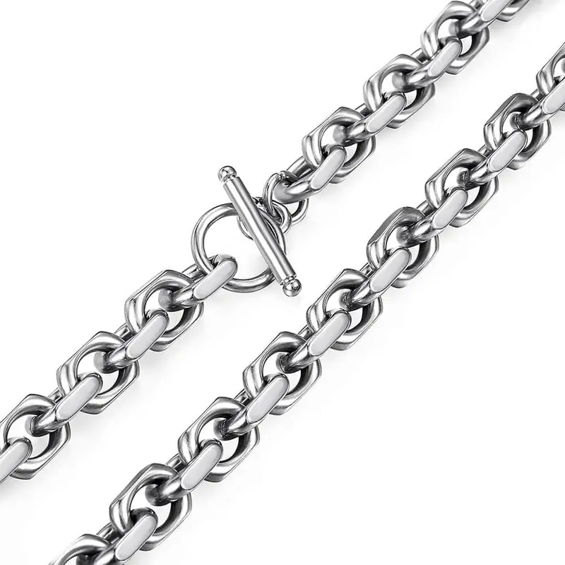9mm Cable Link Necklace for Men Women 316L Stainless Steel Chain Toggle Clasp Jewelry Halloween Christmas Gift