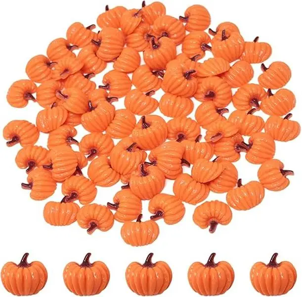 Halloween fall Gift 80-Piece Autumn Pumpkin Flatback Resin Charms – Cute Fall Pumpkin Cabochons for Slime, Hair Clips, Phone Cases, DIY Crafts, Thanksgiving & Halloween Decorations
