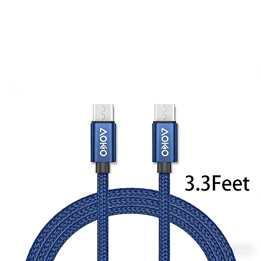 60W Fast Charging USB‑C Cable, Heavy-Duty Nylon Braided, Anti-Tangle, Super Durable & Bend-Resistant Type‑C Cord for iPhone 17/16/15, Samsung Galaxy, Pixel, iPad Pro