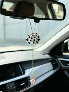 Cute Car Hanging Charm with Flower & Resin Pendant, Multiple Color Options, Trendy Steering Wheel or Rearview Mirror Ornament, Stylish Car Interior Decoration, Gift for Drivers & Car Lovers outdoorfun