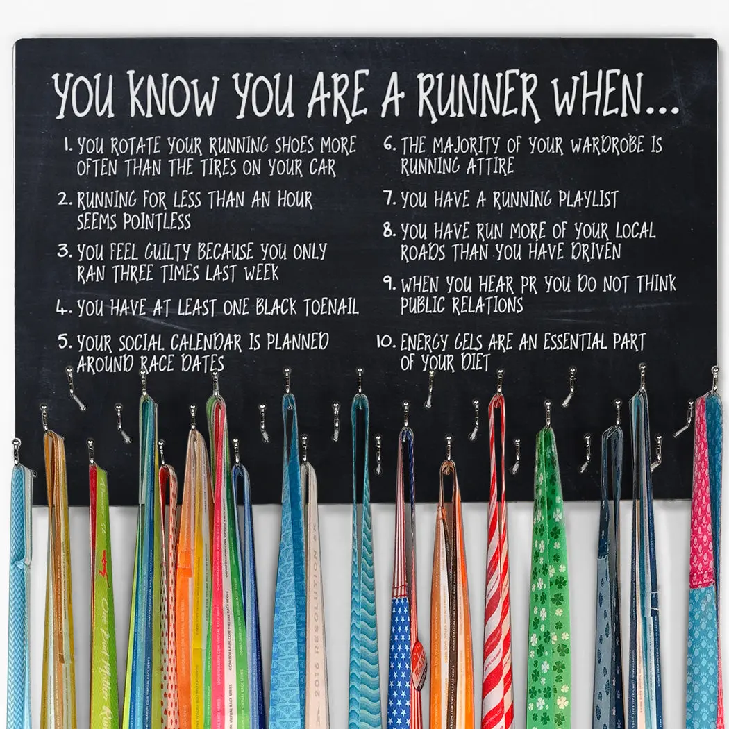 Large Wall-Mount Hanging Running Medal Display Organiser - 30 Hooks, Each Holds 6 Medals, Up to 180 Total Capacity, Bold Designs, Ideal Gift for Runners