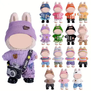 Three Outfits Suitable for 6.69-Inch Labubu Dolls - a Stylish Fisherman'S Hat, Sweater, And Pants Or Skirt Set for The 6.69-Inch Doll, Perfect for Cute Doll Play And Showcasing Accessories (Shoes And Dolls Not Included)