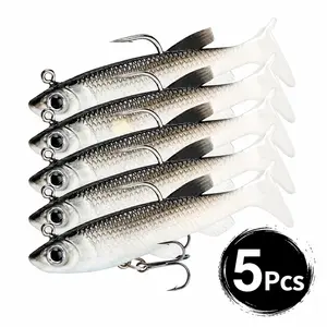 Artificial Fishing Bait with Hook, 5 Counts/set Lifelike Fish Design Fake Soft Fish Shaped Lure, Fishing Tackle, Outdoor Fishing Accessories for Daily Use