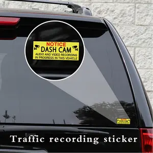 4 Piece Set Car Dash Cam Stickers, Reflective Warning Decals for Safety, Easy Application, Durable Material, Universal Fit for Vehicles