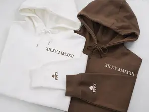 Personalized Couple Hoodies, Roman Numeral Embroidered Hoodies, Anniversary Gifts, Couple Gifts, Valentine's Day Gifts, Gift For Him her