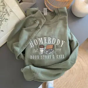 Homebody Bookstore & Cafe Embroidered Sweatshirt | Reading Club Crewneck | Cozy Book Lover Hoodie | Book Club Gift Pullover