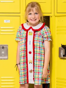 Apple of My Eye School Embroidered Dress