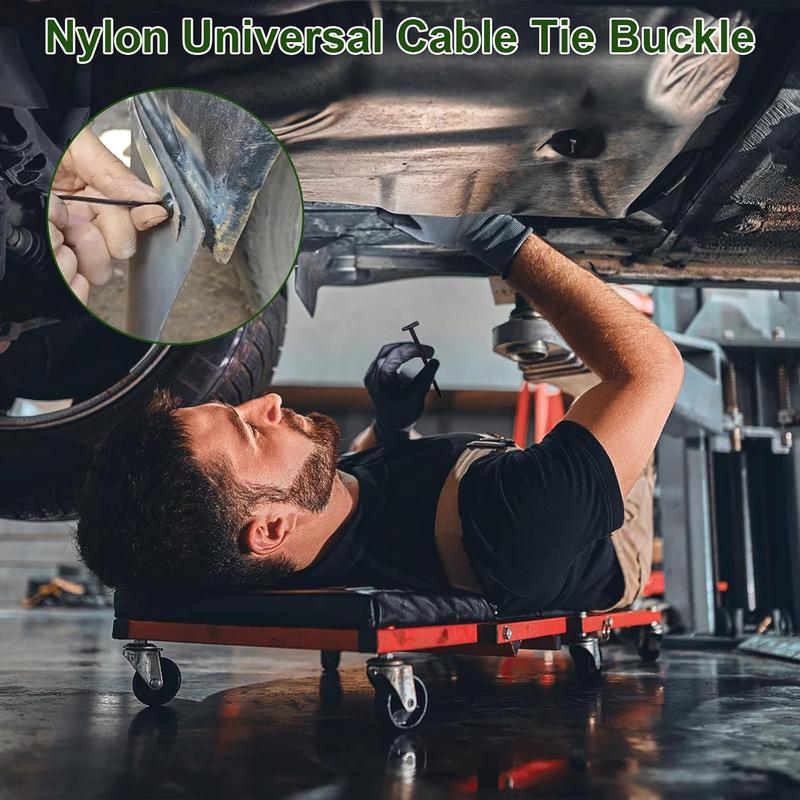 100PCS Nylon Universal Cable Tie Buckle, Zip Ties Heavy Duty with Pin & Button Design, Car Daily Repair, Applicable Toengine Lower Guard Plates, Fender Linings, Fenders, Trunkclips (100)