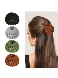 Set of 4 Bird Nest Magic Hair Clips for Women, Expandable Bun Maker, Thick Hair Barrettes, Ponytail Holders, All Seasons Fashion Accessories Valentine's Day Gift, Ponytail Claw Clip