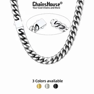 【Fathersdaygift】ChainsHouse Miami Cuban Link Summervibe Chain Chunky Necklace No Tarnish Durable Stackable Daily Simple Casual Unisex Stainless Steel Necklace Hip Hop Jewelry for Men Women CHN18581