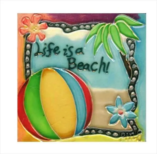 Continental Art Center SD-135 4x4 in. Hand-Made Decor Ceramic Art Tile, Exclusive Designs for Indoor Use, Can Be Used as Hot Plate, Beach