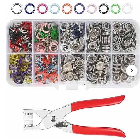 360Pcs Multi-Color Metal Snap Buttons Kit with Press Plier, No Sew Press Stud Fasteners for DIY Fabric, Clothing & Bag Sewing Crafts