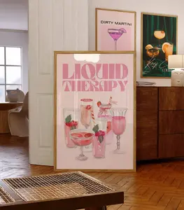 Liquid Therapy Wall Print-Retro Kitchen Wall Decor-Bar Cart Art- Print-Large Printable Art-Cocktail Art Glossy Poster