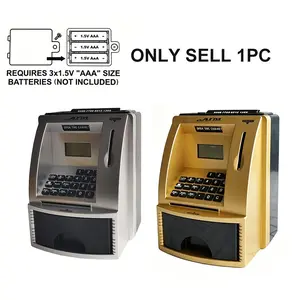 Atm Piggy Bank, Real Money Safe Savings Box, Electronic Password, Card Reader, Bill Slot, Coin Slot, Digital Screen, Birthday Gift Toy