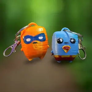 New Sprites Keychains Heroes Inspired Fortnite - Orange & Blue Characters with Keyring Attachments