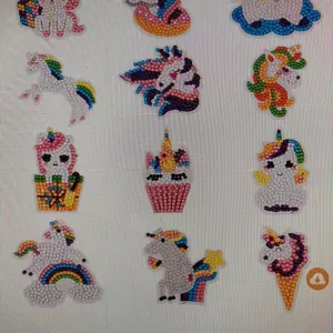 Unicorn 5d diamond painting kit for kids rainbow unicorn stick paint with diamonds by numbers kit easy to DIY, full drill unicorn diamond art craft