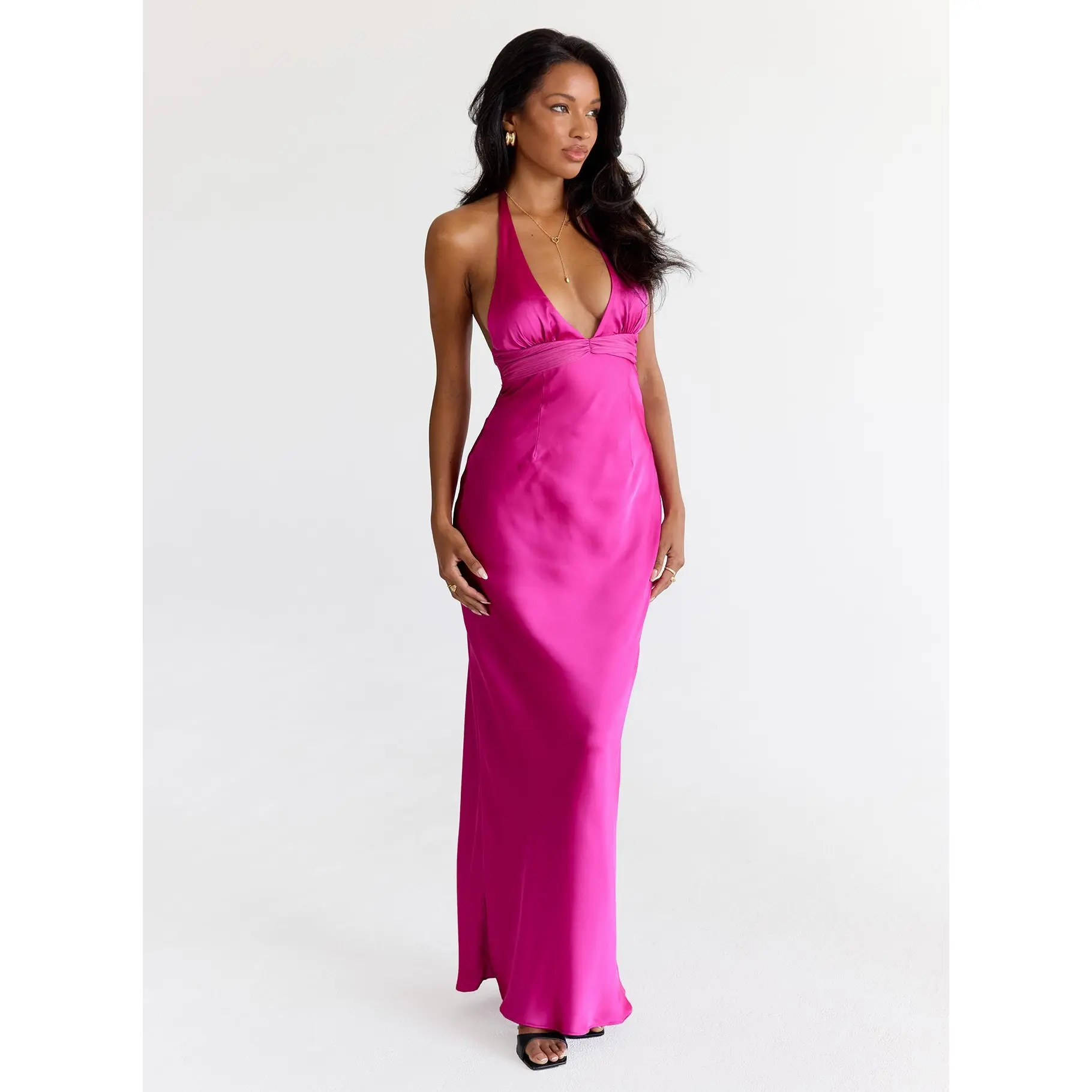 Odyssa Halter Maxi Dress Magenta - TikTok Shop