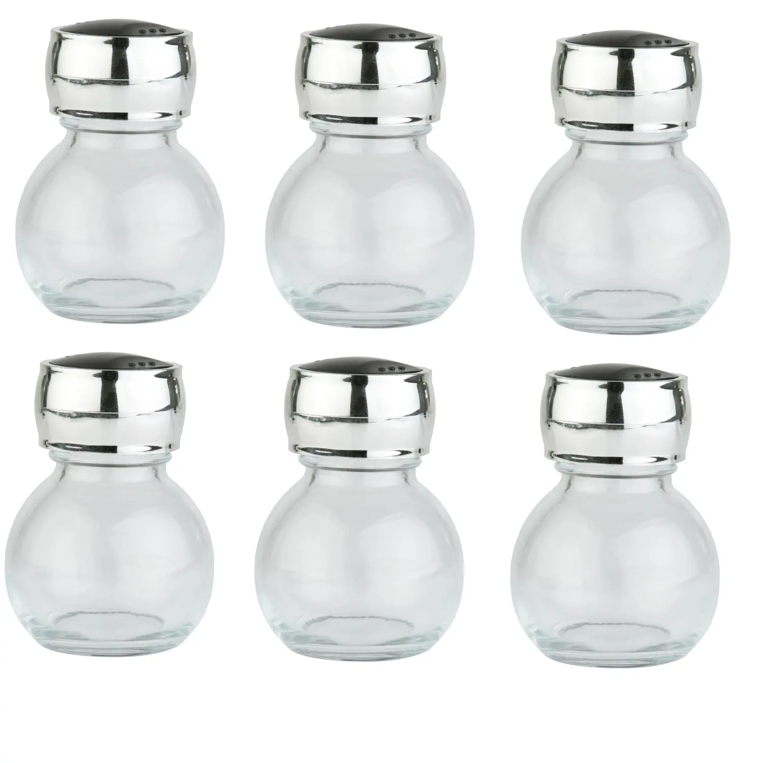 Orii 3 oz. Orb Spice & Storage Jars – Set of 6 Heavy-Duty Glass with Chrome Lids