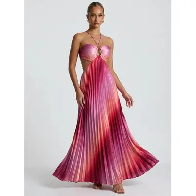 Pink Halter Flowy Dress - TikTok Shop