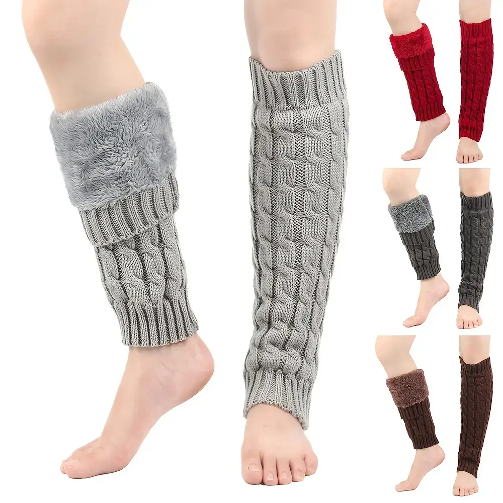 1Pair Women Elegant Knee-High Leg Warmers Thick Winter Tights Non-Slip Bottom Hand Washable Warm Hosiery Multi Colors Fashion Accessory Suitable For Office Casual Daily Formal Outfits Cold Weather OOTD Holiday Gift