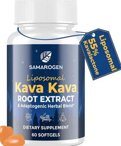 Kava Kava Capsules Root Extract Supplement Liposomal 55% Kavalactones with Ashwagandha Chamomile Lemon Balm Passionflower for Relax & Good Sleep (60 Softgels)