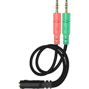 Headset and Microphone Splitter Cable for PC 3.5mm Jack Headphones Audio Adapter Convertors 3.5mm Female to 2 Dual 3.5mm Male for Computer Simultaneously Y Splitter