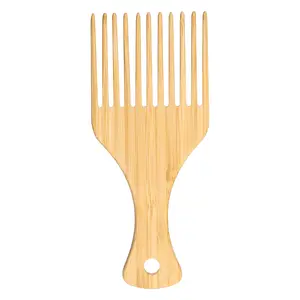 VOCOSTE 1pcs Hair Pick Wooden Hair Pick Afro Hair Pick Suitable for Coarse Thick Hair 7.17"x3.07", Wood Color