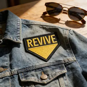 Revive Embroidered Patch, Back Adhesive Iron-On, Suitable for Clothes Jackets Hats Accessories, Durable Fabric Repair Kit