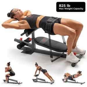 SUNNY Hip Thrust & Glute Bridge Machine 825 LB Capacity Adjustable Resistance Bands No Weight Plates Needed Home Gym Fitness Workout Equipment Multi Function Sit Up Push Up Assisted Squat Exercise Machine Lower Body Core Leg Strength Trainer for Women Men