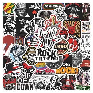 42pcs Rock & Punk Themed Stickers Pack, Waterproof Vintage Rock Skull & Guitar Decals for Laptop, Water Bottle, Journal & Scrapbook, Rock Music & Punk Lover Gift, DIY Sticker Paper
