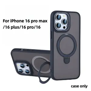 Magnetic Ring Stand Case for iPhone 16 pro max /16 plus /16 pro /16, Compatible with MagSafe, Matte Translucent Shockproof Phone Cover