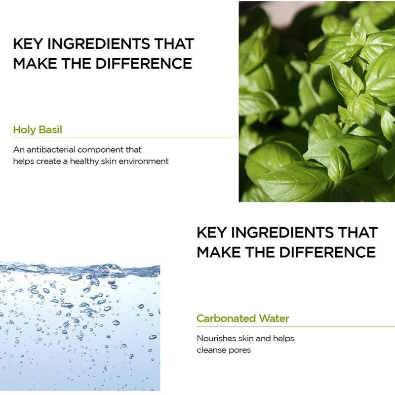 Holy Basil Bubble Deep Mask – Holy Basil & Carbonated Water for Cleansing Pores & Blackheads, Suitable for All Skin Types, Vegan Clay-to-Bubble Wash-Off Mask (90g / 3.17 oz)