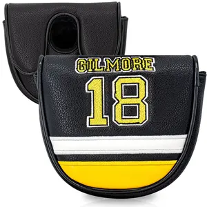 1pc Golf Putter Headcover, Magnetic Closure Durable PU Mallet Putter Cover, High-End Embroidered Golf Club Protector for Men Women Golfers