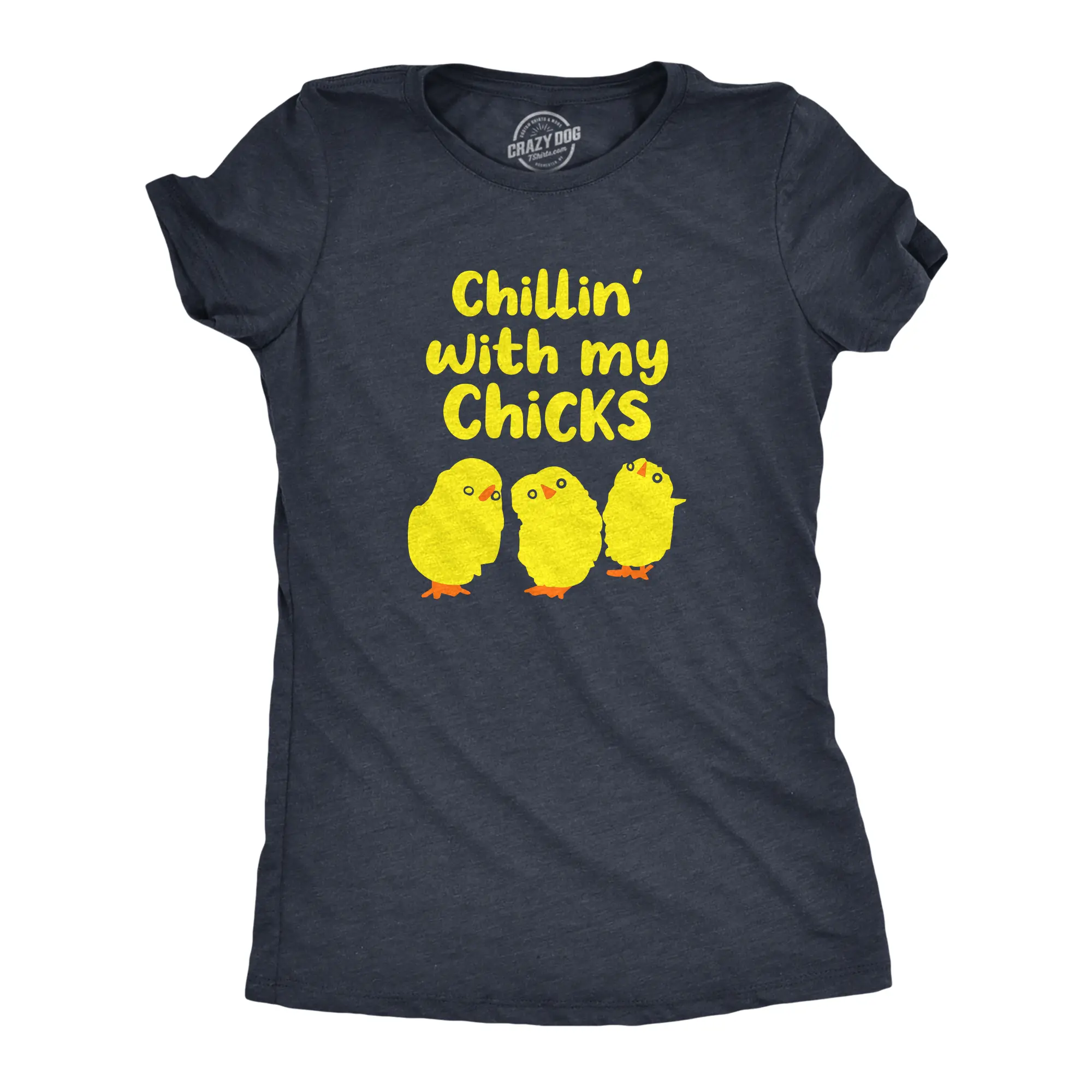 Womens Chillin With My Chicks T Shirt Funny Baby Chickens Hangout Joke Tee for Ladies Funny Womens T Shirts Cute Vintage Fashion Casual Ladies T-Shirt Gift Sarcastic Tops for Women Funny Animal Top Women's Navy -
